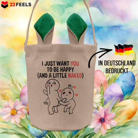22Feels® Männer Frauen Osterkorb Ehefrau Ehemann Freund Freundin Ostern mit Henkel Ostergeschenk Tragetasche Ostern Deko Osternest Körbchen Hasenohren (Beige/Grün)-Ostern Tragetasche-22Feels