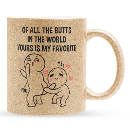 22Feels® Pärchen Geschenk zum Jahrestag, Hochzeitstag, Valentinstag etc. - Glitzertasse mit Spruch (Gold, 320ml)-Glitzertasse Gold 325ml-22Feels