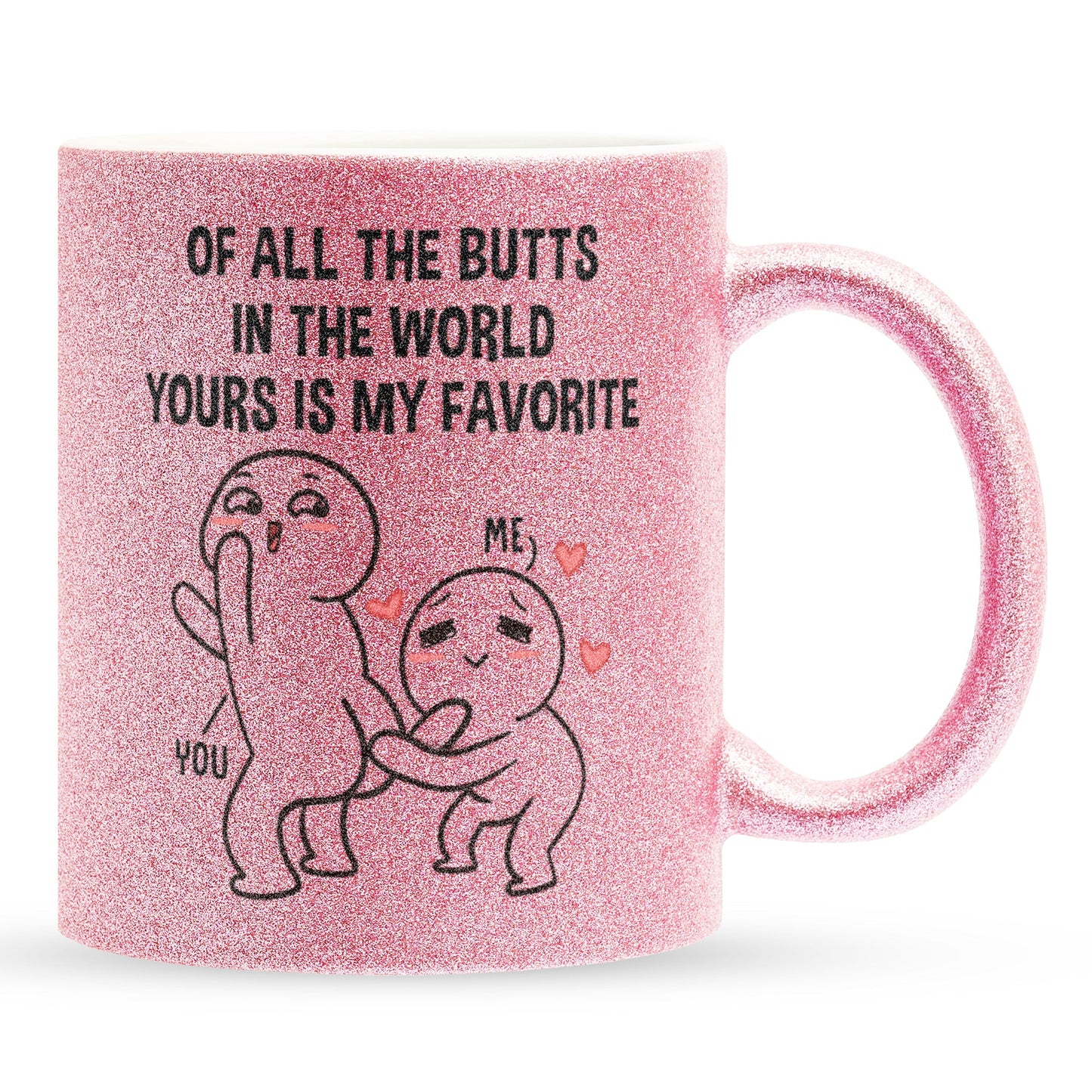 22Feels® Pärchen Geschenk zum Jahrestag, Hochzeitstag, Valentinstag etc. - Glitzertasse mit Spruch (Pink, 320ml)-Glitzertasse Pink 320ml-22Feels