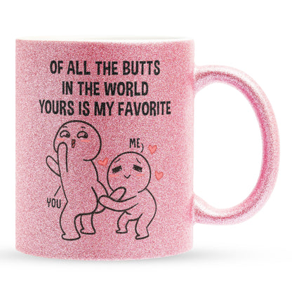 22Feels® Pärchen Geschenk zum Jahrestag, Hochzeitstag, Valentinstag etc. - Glitzertasse mit Spruch (Pink, 320ml)-Glitzertasse Pink 320ml-22Feels