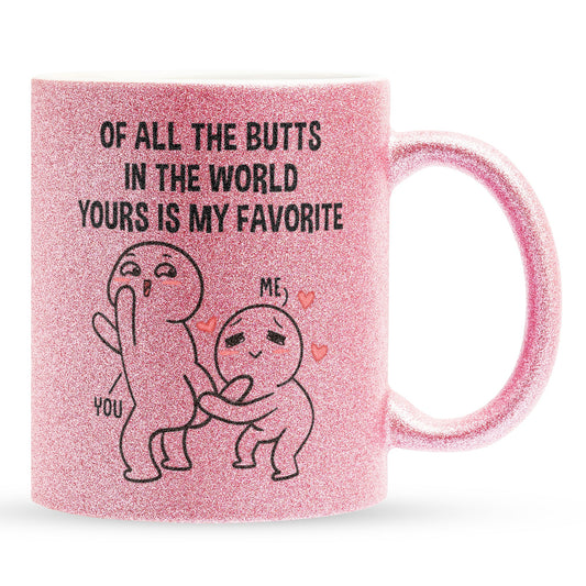 22Feels® Pärchen Geschenk zum Jahrestag, Hochzeitstag, Valentinstag etc. - Glitzertasse mit Spruch (Pink, 320ml)-Glitzertasse Pink 320ml-22Feels
