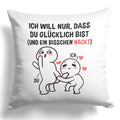 22Feels® Paar Geschenk zum Jahrestag, Valentinstag, Hochzeitstag etc. - Kissen mit Spruch (Weiss 40x40cm)-Kissen Weiss 40x40-22Feels