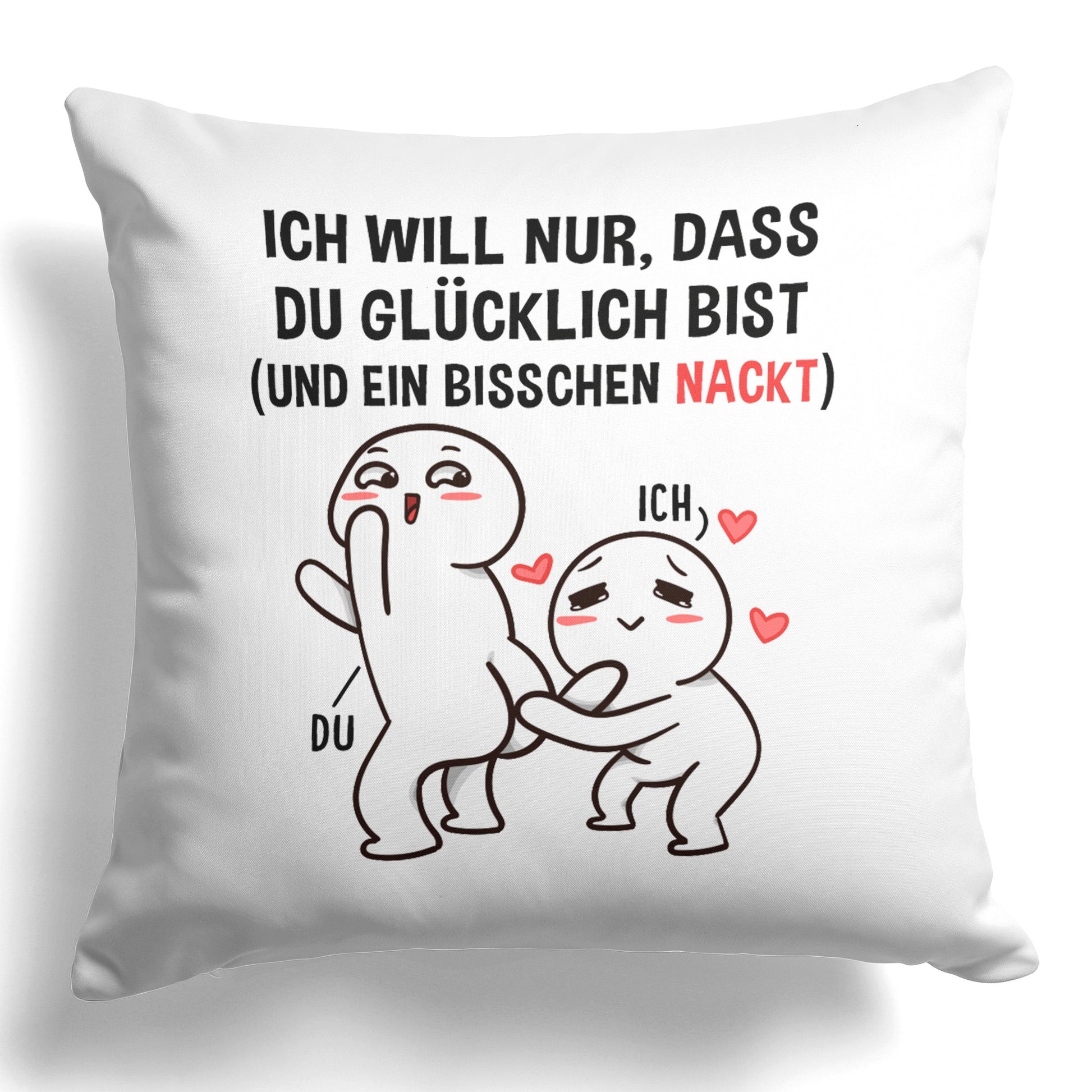 22Feels® Paar Geschenk zum Jahrestag, Valentinstag, Hochzeitstag etc. - Kissen mit Spruch (Weiss 40x40cm)-Kissen Weiss 40x40-22Feels