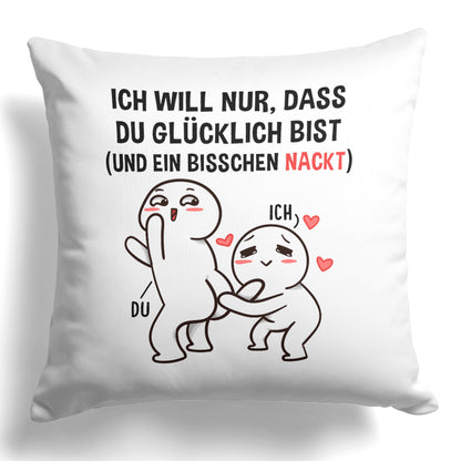 22Feels® Paar Geschenk zum Jahrestag, Valentinstag, Hochzeitstag etc. - Kissen mit Spruch (Weiss 40x40cm)-Kissen Weiss 40x40-22Feels