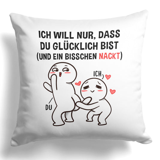 22Feels® Paar Geschenk zum Jahrestag, Valentinstag, Hochzeitstag etc. - Kissen mit Spruch (Weiss 40x40cm)-Kissen Weiss 40x40-22Feels