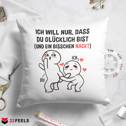 22Feels® Paar Geschenk zum Jahrestag, Valentinstag, Hochzeitstag etc. - Kissen mit Spruch (Weiss 40x40cm)-Kissen Weiss 40x40-22Feels