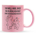 22Feels® Pärchen Geschenk zum Jahrestag, Hochzeitstag, Valentinstag etc. - Glitzertasse mit Spruch (Pink, 320ml)-Glitzertasse Pink 320ml-22Feels