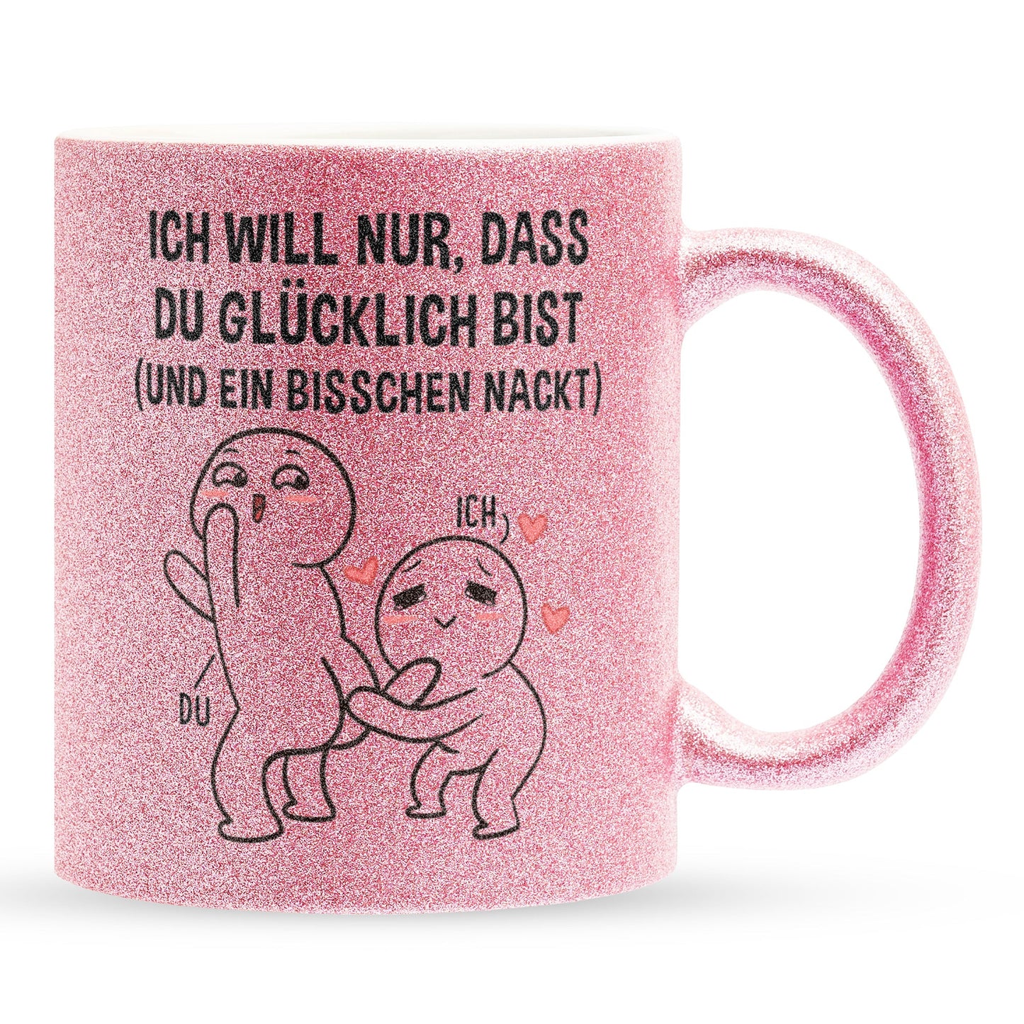 22Feels® Pärchen Geschenk zum Jahrestag, Hochzeitstag, Valentinstag etc. - Glitzertasse mit Spruch (Pink, 320ml)-Glitzertasse Pink 320ml-22Feels