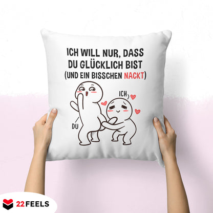 22Feels® Paar Geschenk zum Jahrestag, Valentinstag, Hochzeitstag etc. - Kissen mit Spruch (Weiss 40x40cm)-Kissen Weiss 40x40-22Feels