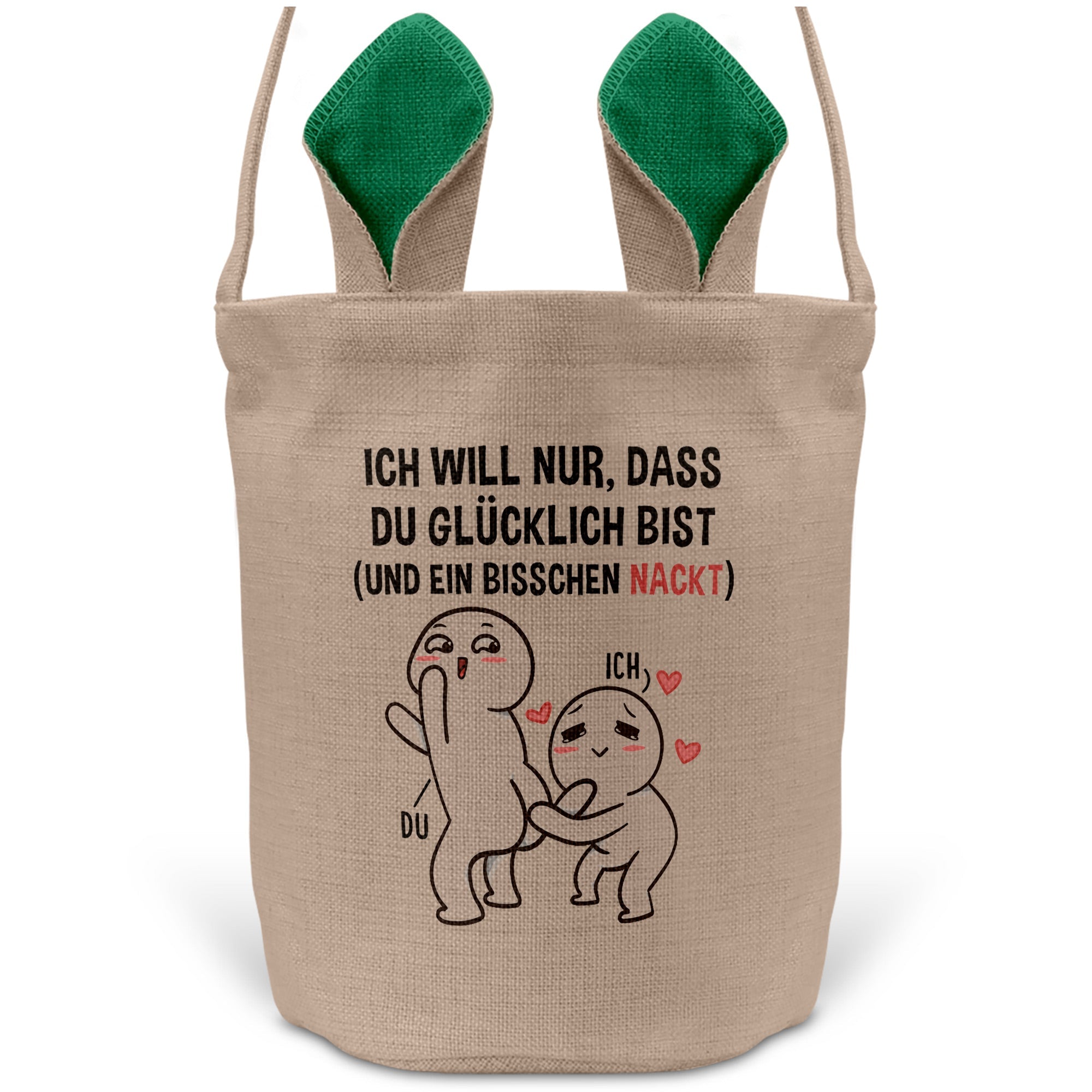 22Feels® Männer Frauen Osterkorb Ehefrau Ehemann Freund Freundin Ostern mit Henkel Ostergeschenk Tragetasche Ostern Deko Osternest Körbchen Hasenohren (Beige/Grün)-Ostern Tragetasche-22Feels