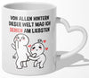 22Feels® Paar Geschenk zum Jahrestag, Hochzeitstag, Valentinstag etc. - Tasse mit Spruch: Von allen Hintern dieser Welt (Herzhenkel, Weiss, 320ml)-Tasse Weiss Herzhenkel 320ml-22Feels
