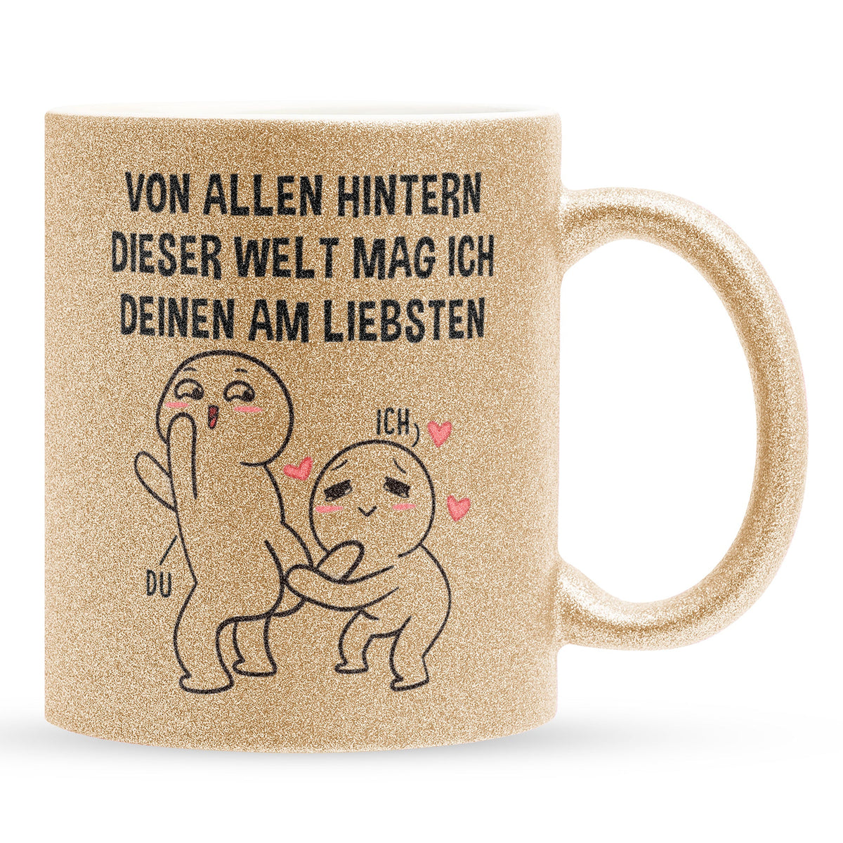 22Feels® Pärchen Geschenk zum Jahrestag, Hochzeitstag, Valentinstag etc. - Glitzertasse mit Spruch (Gold, 320ml)-Glitzertasse Gold 325ml-22Feels