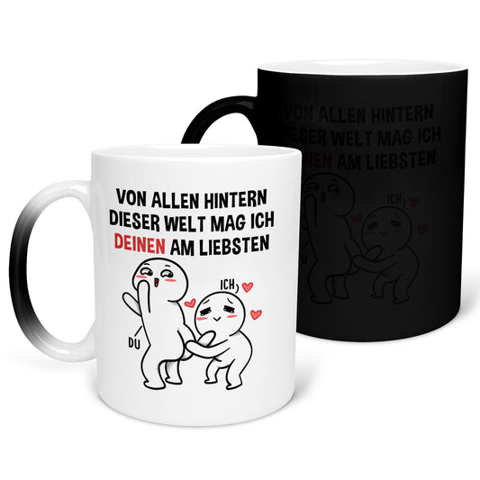 22Feels® Pärchen Geschenk zum Jahrestag, Hochzeitstag, Valentinstag etc. - Zaubertasse mit Spruch (Matt-Schwarz und Weiss, 320ml)-Farbwechsel Tasse Matt 320ml-22Feels