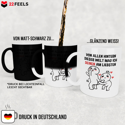 22Feels® Pärchen Geschenk zum Jahrestag, Hochzeitstag, Valentinstag etc. - Zaubertasse mit Spruch (Matt-Schwarz und Weiss, 320ml)-Farbwechsel Tasse Matt 320ml-22Feels