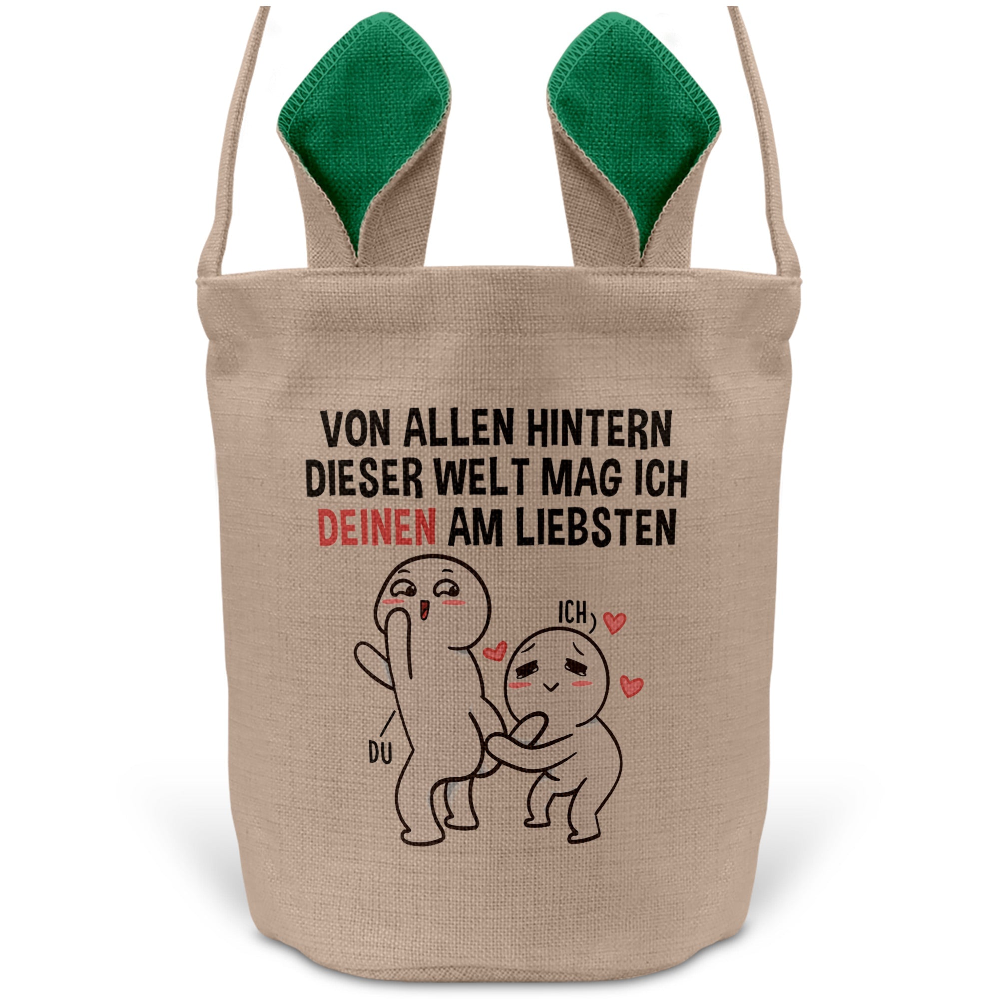 22Feels® Männer Frauen Osterkorb Ehefrau Ehemann Freund Freundin Ostern mit Henkel Ostergeschenk Tragetasche Ostern Deko Osternest Körbchen Hasenohren (Beige/Grün)-Ostern Tragetasche-22Feels