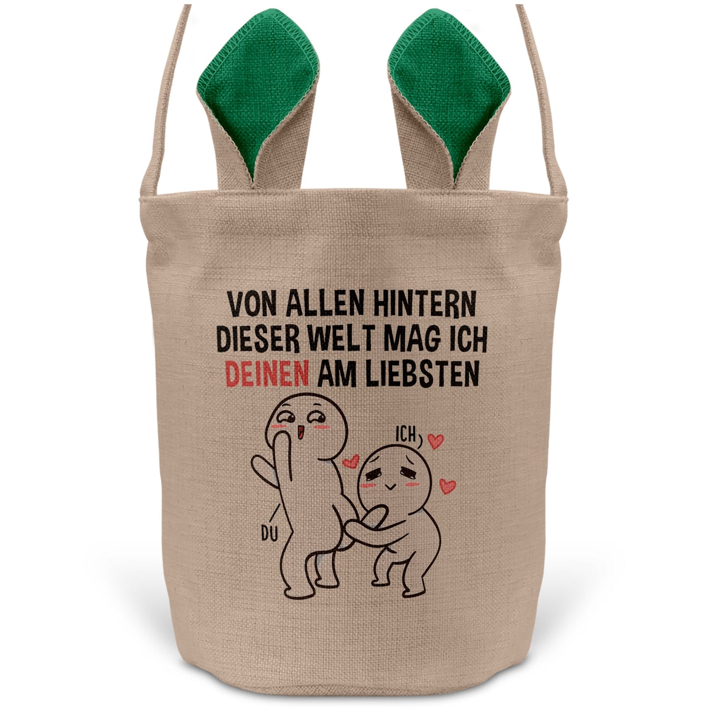 22Feels® Männer Frauen Osterkorb Ehefrau Ehemann Freund Freundin Ostern mit Henkel Ostergeschenk Tragetasche Ostern Deko Osternest Körbchen Hasenohren (Beige/Grün)-Ostern Tragetasche-22Feels