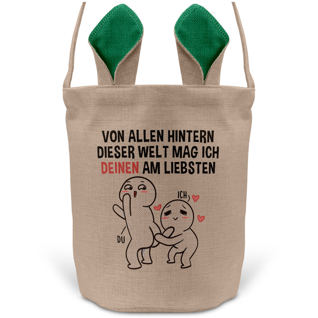 22Feels® Männer Frauen Osterkorb Ehefrau Ehemann Freund Freundin Ostern mit Henkel Ostergeschenk Tragetasche Ostern Deko Osternest Körbchen Hasenohren (Beige/Grün)-Ostern Tragetasche-22Feels