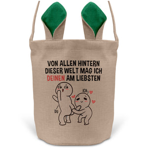 22Feels® Männer Frauen Osterkorb Ehefrau Ehemann Freund Freundin Ostern mit Henkel Ostergeschenk Tragetasche Ostern Deko Osternest Körbchen Hasenohren (Beige/Grün)-Ostern Tragetasche-22Feels
