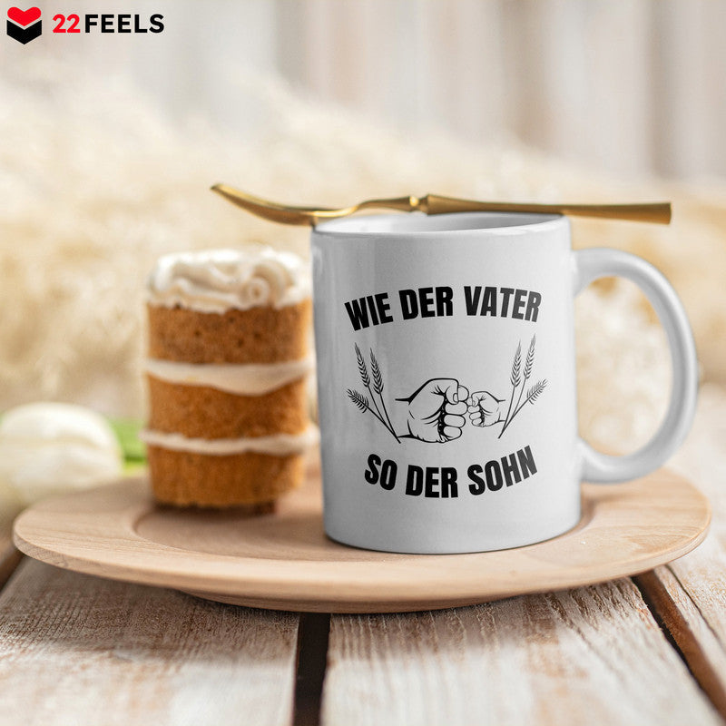 22Feels® Geschenk für Sohn von Papa - Tasse mit Spruch: Wie Der Vater, So Der Sohn (Weiss, 320ml)-Weisse Tasse 320ml-22Feels