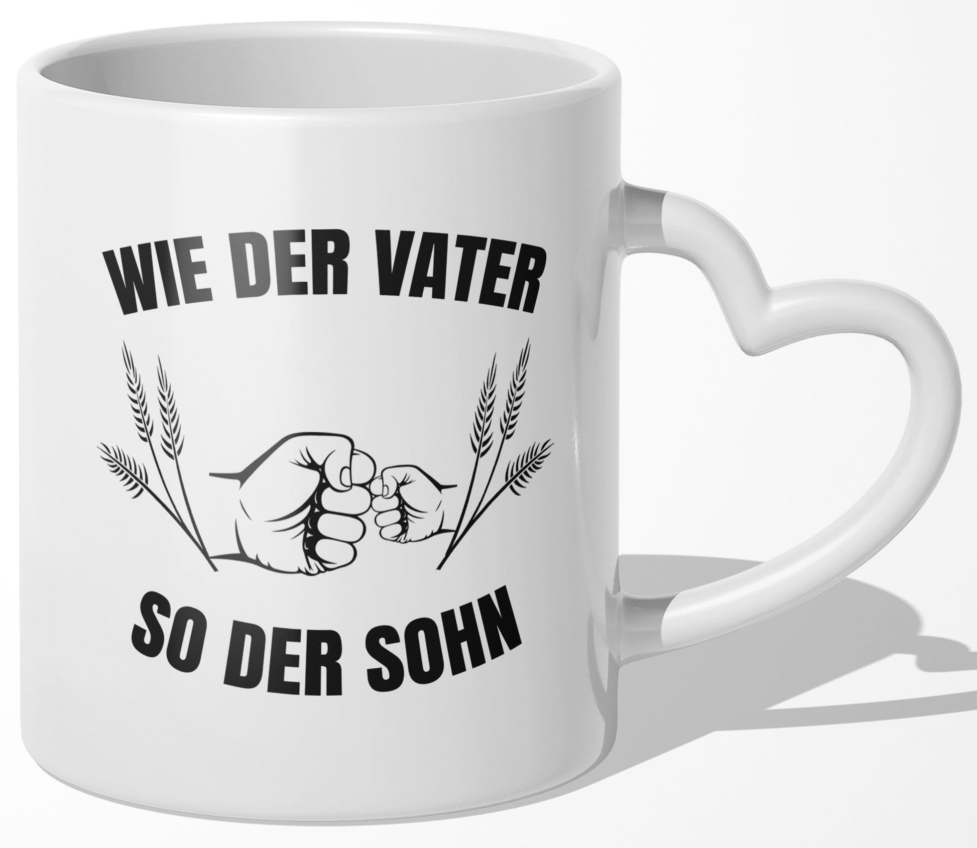 22Feels® Sohn Geschenk - Tasse mit Spruch: Wie der Vater so der Sohn (Herzhenkel, Weiss, 320ml)-Tasse Weiss Herzhenkel 320ml-22Feels