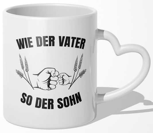 22Feels® Sohn Geschenk - Tasse mit Spruch: Wie der Vater so der Sohn (Herzhenkel, Weiss, 320ml)-Tasse Weiss Herzhenkel 320ml-22Feels