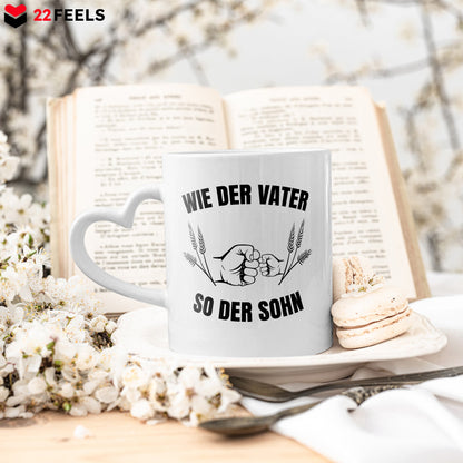 22Feels® Sohn Geschenk - Tasse mit Spruch: Wie der Vater so der Sohn (Herzhenkel, Weiss, 320ml)-Tasse Weiss Herzhenkel 320ml-22Feels