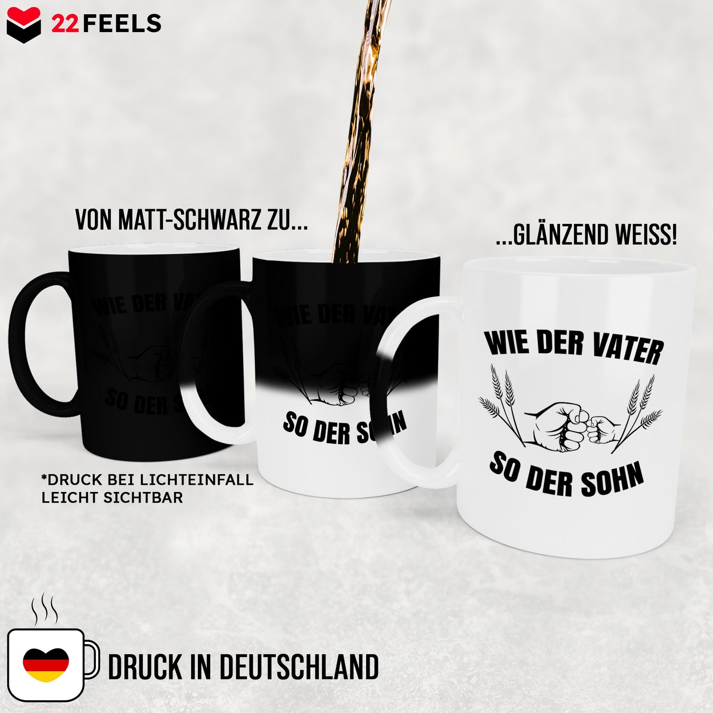 22Feels® Sohn Geschenk - Zaubertasse mit Spruch (Matt-Schwarz und Weiss, 320ml)-Farbwechsel Tasse Matt 320ml-22Feels
