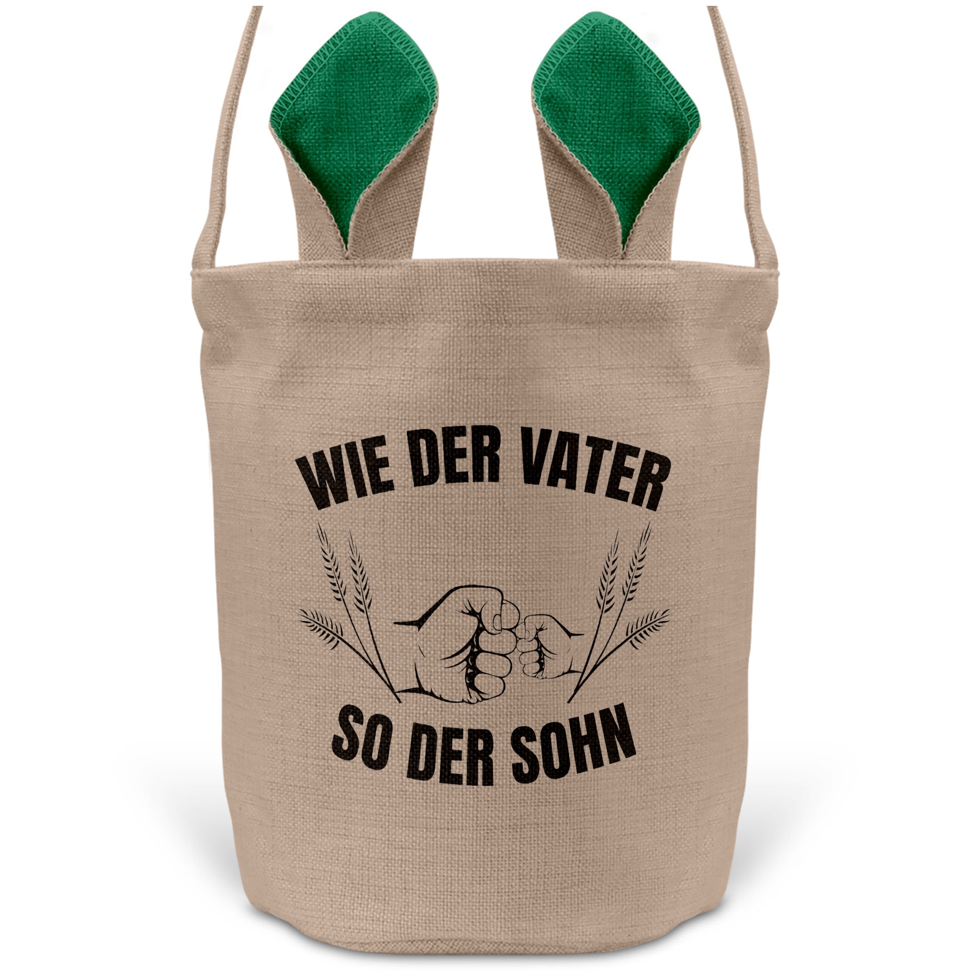 22Feels® Sohn Kinder Osterkorb mit Henkel Ostergeschenk Tragetasche Ostern Deko Osternest Körbchen Hasenohren (Beige/Grün)-Ostern Tragetasche-22Feels