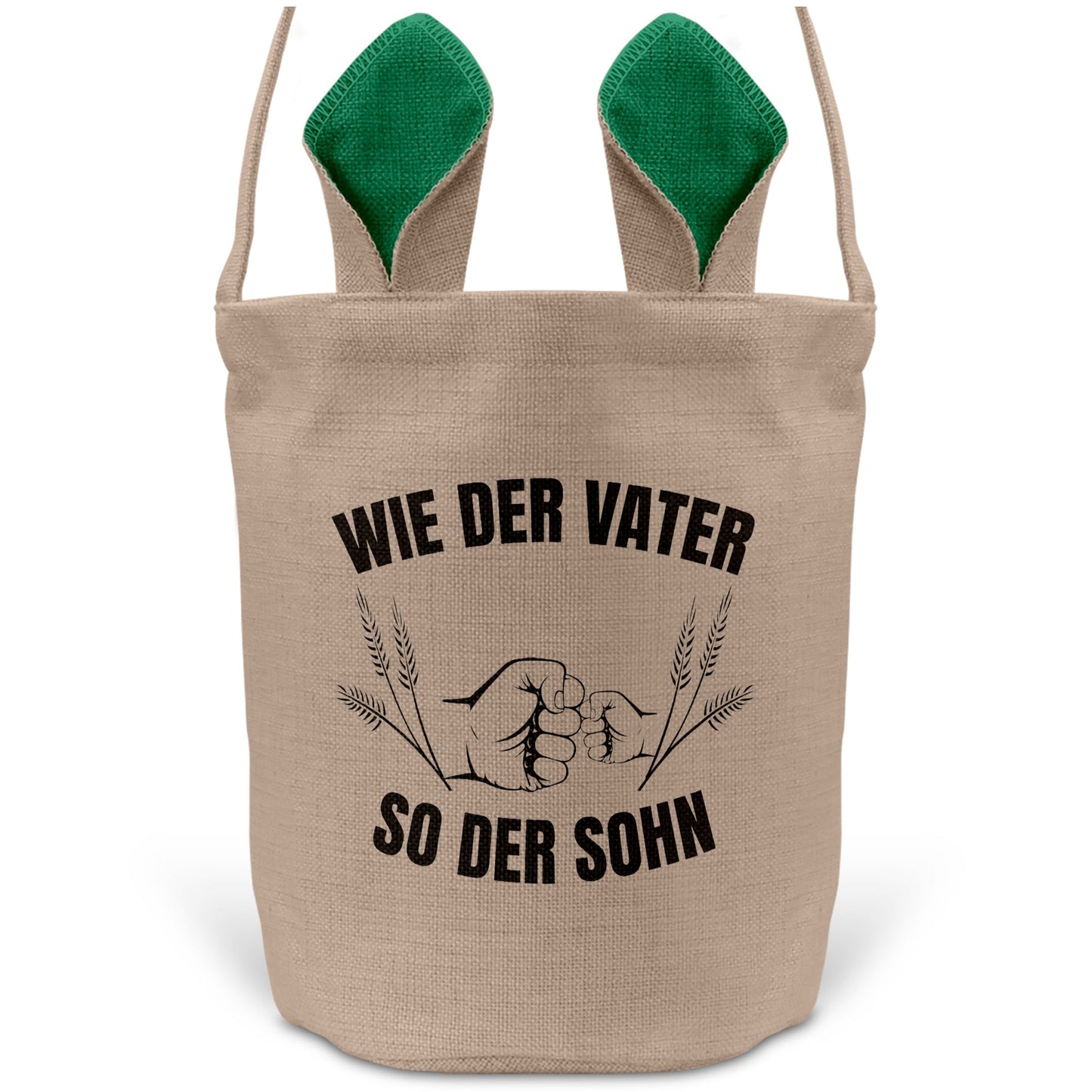 22Feels® Sohn Kinder Osterkorb mit Henkel Ostergeschenk Tragetasche Ostern Deko Osternest Körbchen Hasenohren (Beige/Grün)-Ostern Tragetasche-22Feels