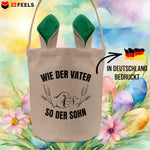 22Feels® Sohn Kinder Osterkorb mit Henkel Ostergeschenk Tragetasche Ostern Deko Osternest Körbchen Hasenohren (Beige/Grün)-Ostern Tragetasche-22Feels