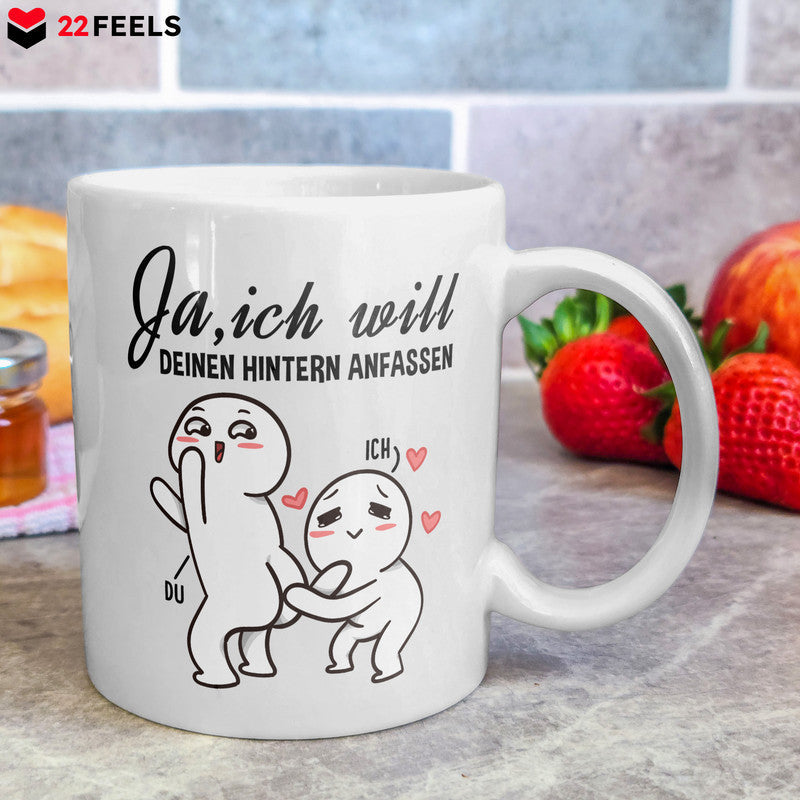 22Feels® Geschenk zur Hochzeit- Tasse mit Spruch: Ja, Ich Will (Weiss, 320ml)-Weisse Tasse 320ml-22Feels