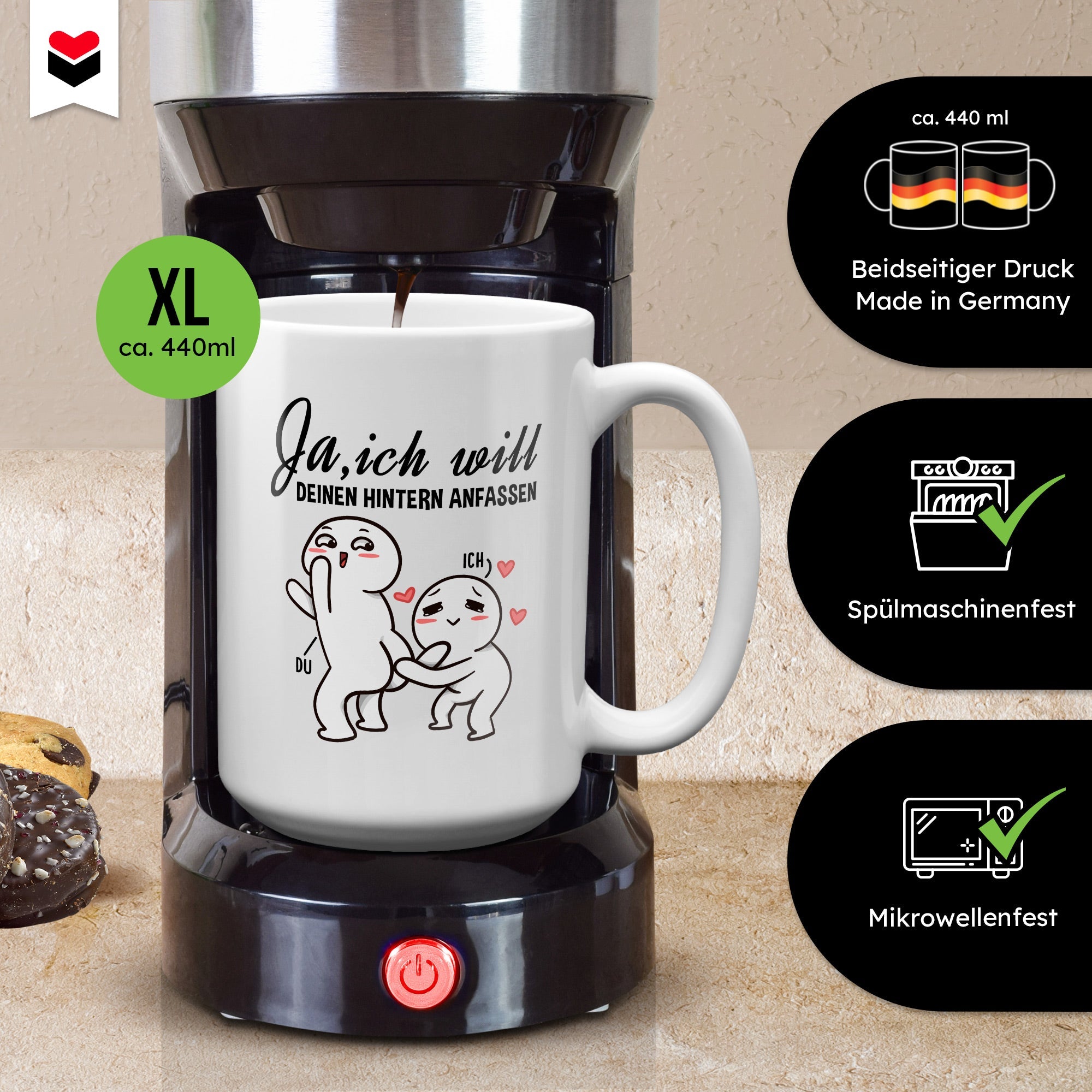 22Feels® Geschenk zur Verlobung - XL Tasse mit Spruch (Weiss, 440ml)-Weisse XL Tasse 440ml-22Feels