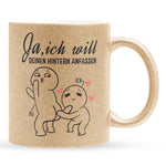 22Feels® Geschenk zur Verlobung - Glitzertasse mit Spruch (Gold, 320ml)-Glitzertasse Gold 320ml-22Feels