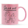 22Feels® Geschenk zur Verlobung - Glitzertasse mit Spruch (Pink, 320ml)-Glitzertasse Pink 320ml-22Feels