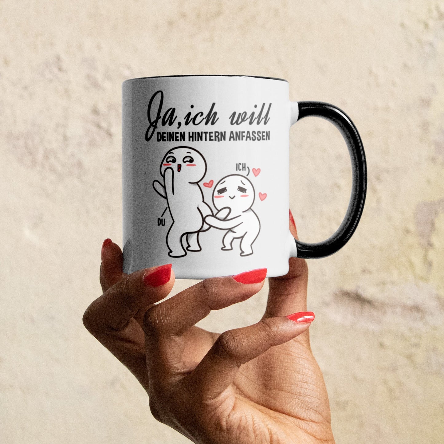 22Feels® Geschenk zur Verlobung - Tasse mit Spruch (Weiss-Schwarz, 320ml)-TwoTone Tasse Weiss-Schwarz 320ml-22Feels