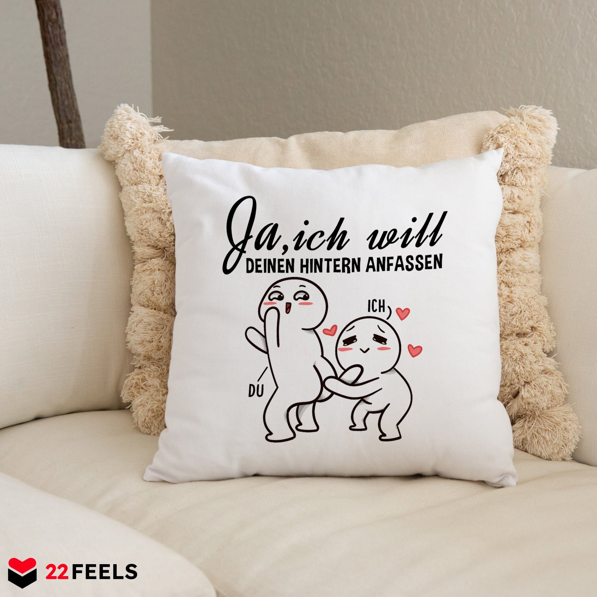 22Feels® Geschenk zur Verlobung - Kissen mit Spruch (Weiss 40x40cm)-Kissen Weiss 40x40-22Feels