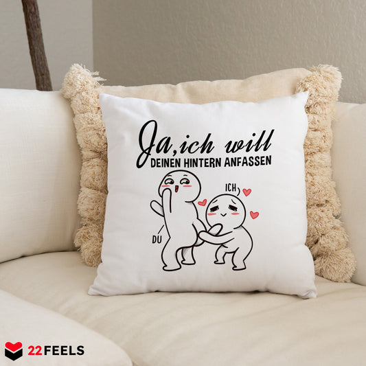 22Feels® Geschenk zur Verlobung - Kissen mit Spruch (Weiss 40x40cm)-Kissen Weiss 40x40-22Feels