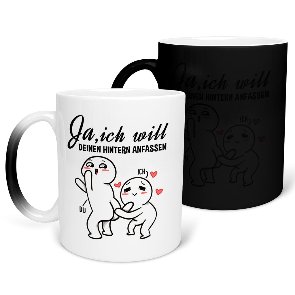 22Feels® Geschenk zur Verlobung - Zaubertasse mit Spruch (Matt-Schwarz und Weiss, 320ml)-Farbwechsel Tasse Matt 320ml-22Feels