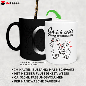 22Feels® Geschenk zur Verlobung - Zaubertasse mit Spruch (Matt-Schwarz und Weiss, 320ml)-Farbwechsel Tasse Matt 320ml-22Feels