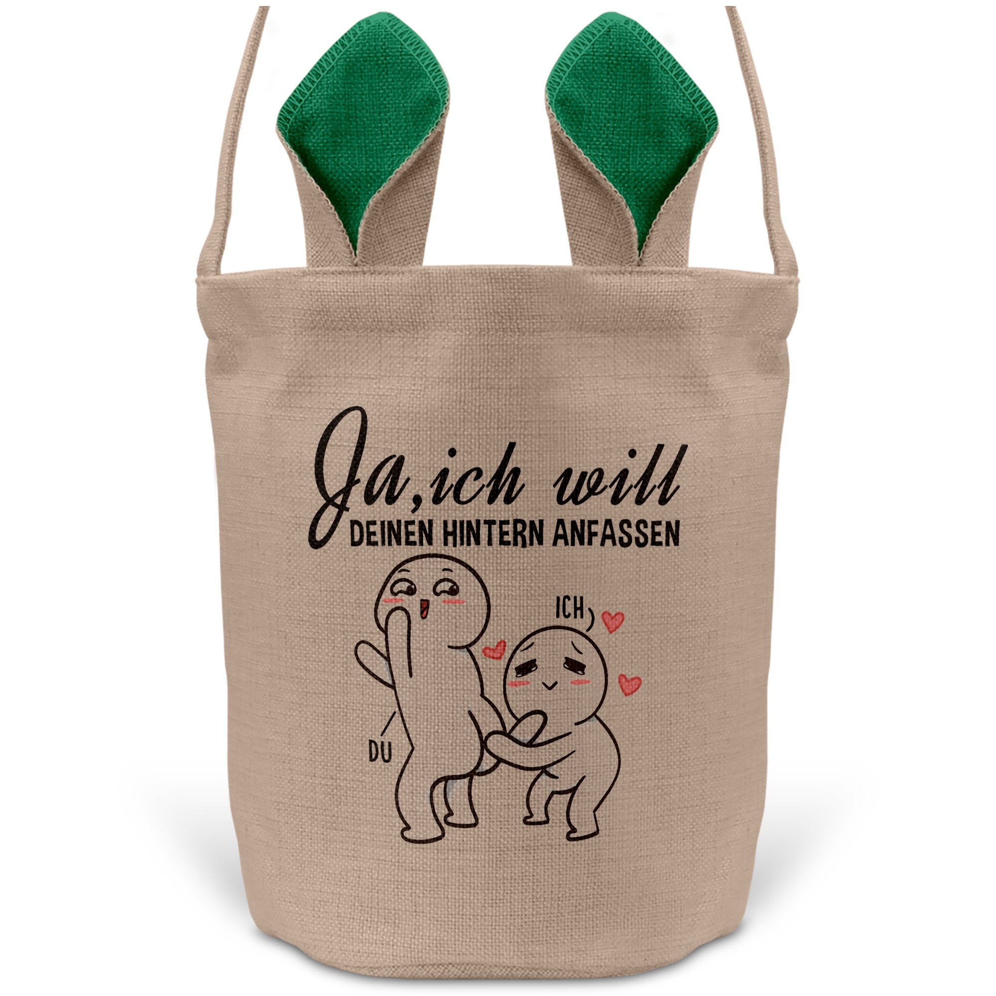 22Feels® Verlobte Frauen Osterkorb mit Henkel Ostergeschenk Tragetasche Ostern Deko Osternest Körbchen Hasenohren (Beige/Grün)-Ostern Tragetasche-22Feels