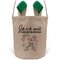 22Feels® Verlobte Frauen Osterkorb mit Henkel Ostergeschenk Tragetasche Ostern Deko Osternest Körbchen Hasenohren (Beige/Grün)-Ostern Tragetasche-22Feels