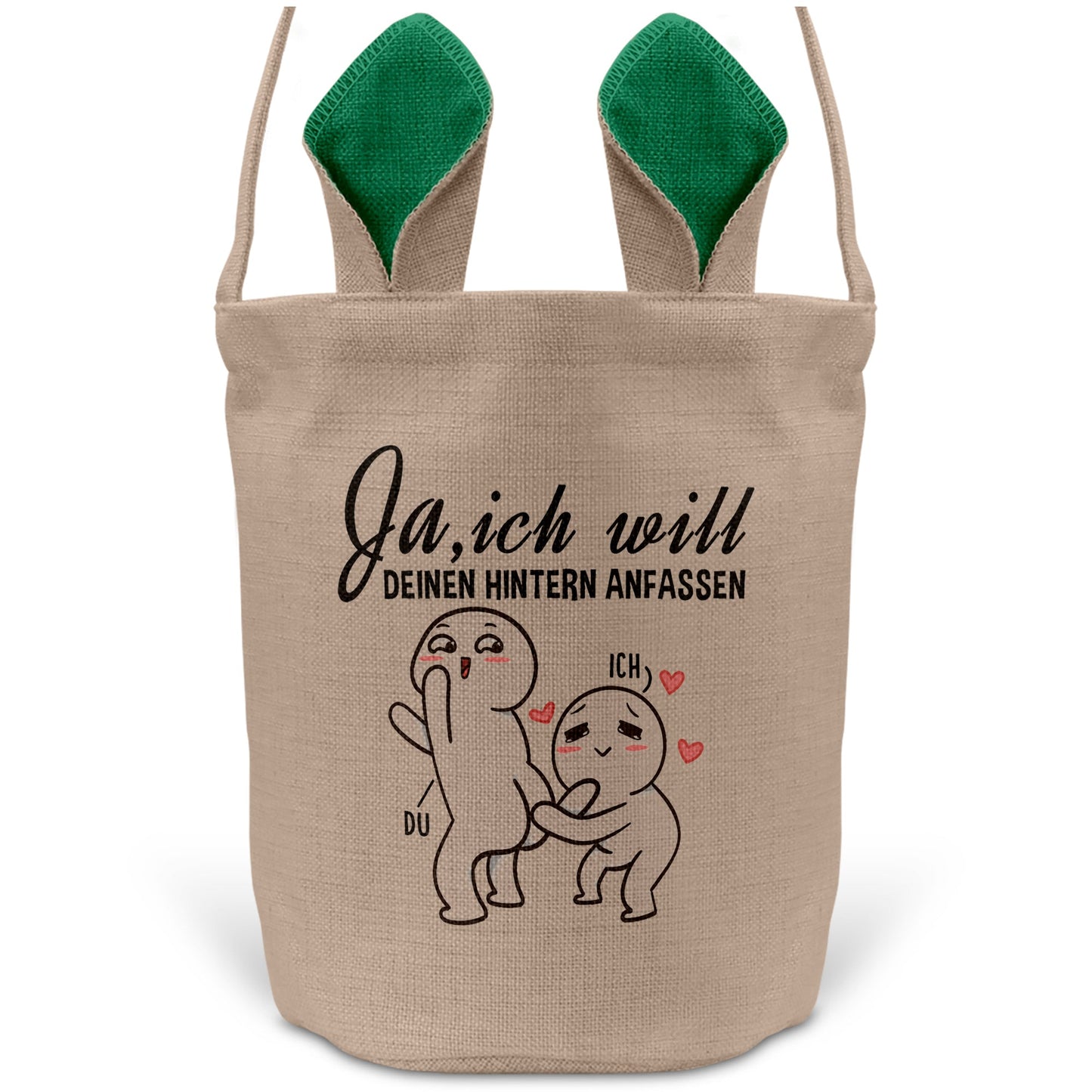 22Feels® Verlobte Frauen Osterkorb mit Henkel Ostergeschenk Tragetasche Ostern Deko Osternest Körbchen Hasenohren (Beige/Grün)-Ostern Tragetasche-22Feels