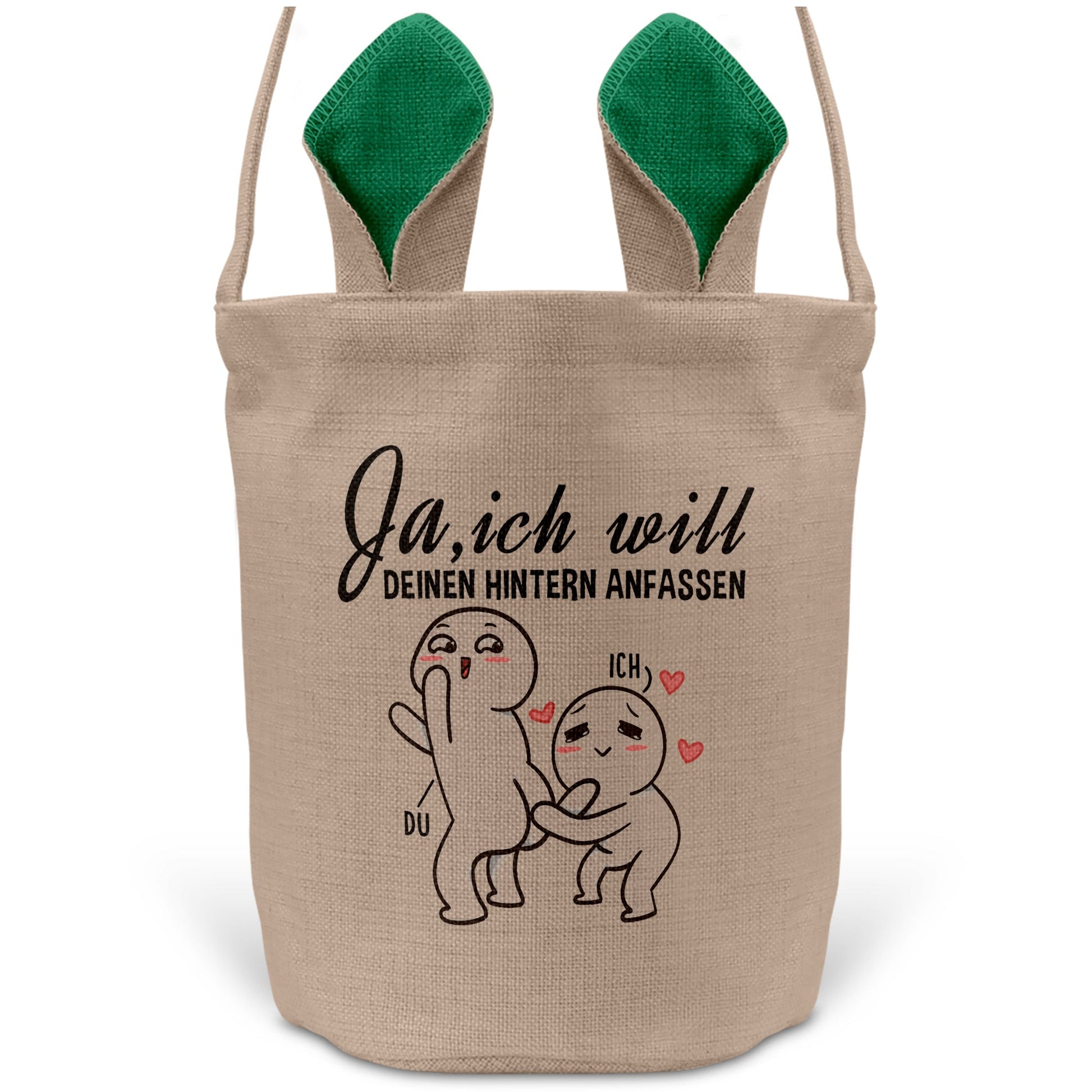 22Feels® Verlobte Frauen Osterkorb mit Henkel Ostergeschenk Tragetasche Ostern Deko Osternest Körbchen Hasenohren (Beige/Grün)-Ostern Tragetasche-22Feels