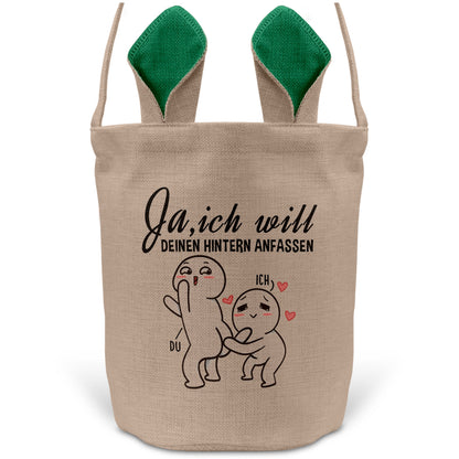 22Feels® Verlobte Frauen Osterkorb mit Henkel Ostergeschenk Tragetasche Ostern Deko Osternest Körbchen Hasenohren (Beige/Grün)-Ostern Tragetasche-22Feels