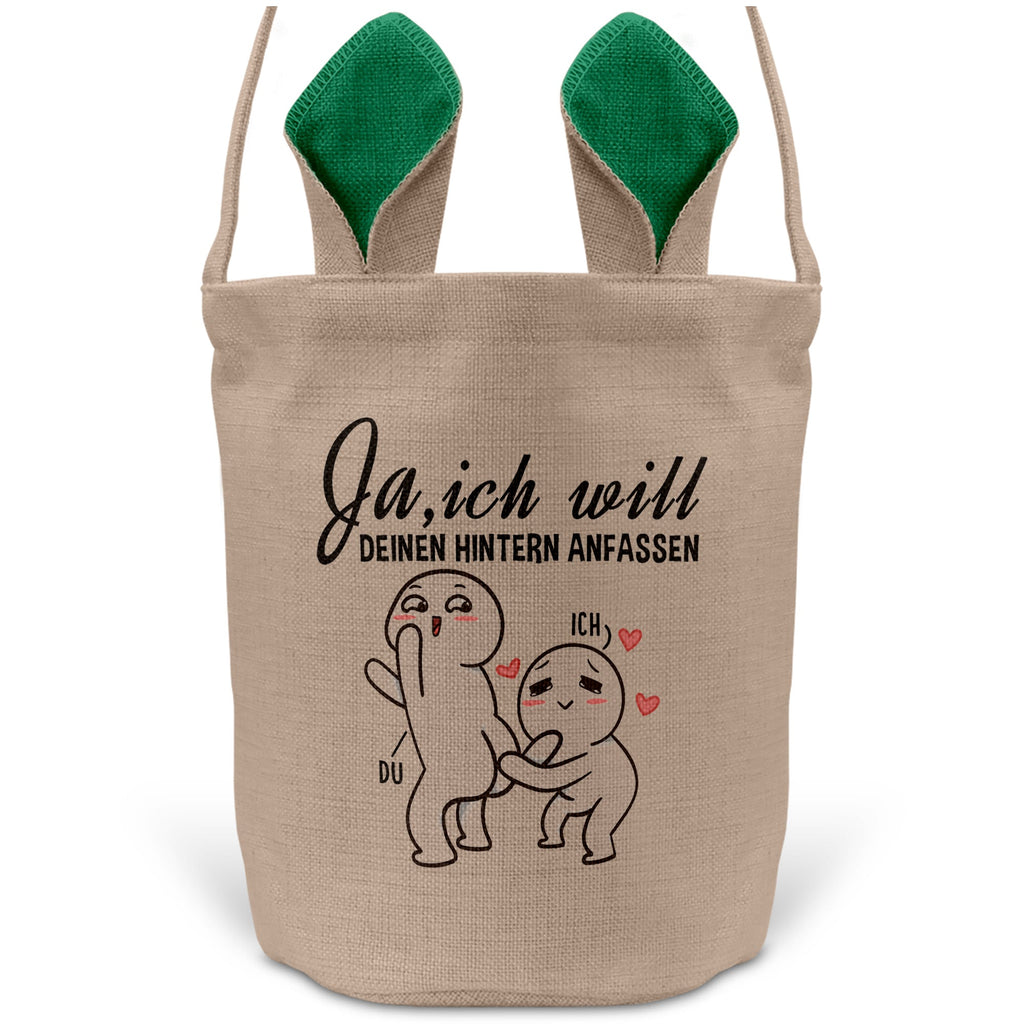 22Feels® Verlobte Frauen Osterkorb mit Henkel Ostergeschenk Tragetasche Ostern Deko Osternest Körbchen Hasenohren (Beige/Grün)-Ostern Tragetasche-22Feels