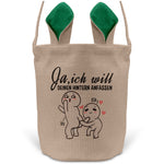 22Feels® Verlobte Frauen Osterkorb mit Henkel Ostergeschenk Tragetasche Ostern Deko Osternest Körbchen Hasenohren (Beige/Grün)-Ostern Tragetasche-22Feels