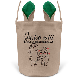 22Feels® Verlobte Frauen Osterkorb mit Henkel Ostergeschenk Tragetasche Ostern Deko Osternest Körbchen Hasenohren (Beige/Grün)-Ostern Tragetasche-22Feels