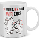 22Feels® Geschenk für Paare - Tasse mit Spruch: Du Meins, Ich Deins, Wir Eins (Weiss, 320ml)-Weisse Tasse 320ml-22Feels