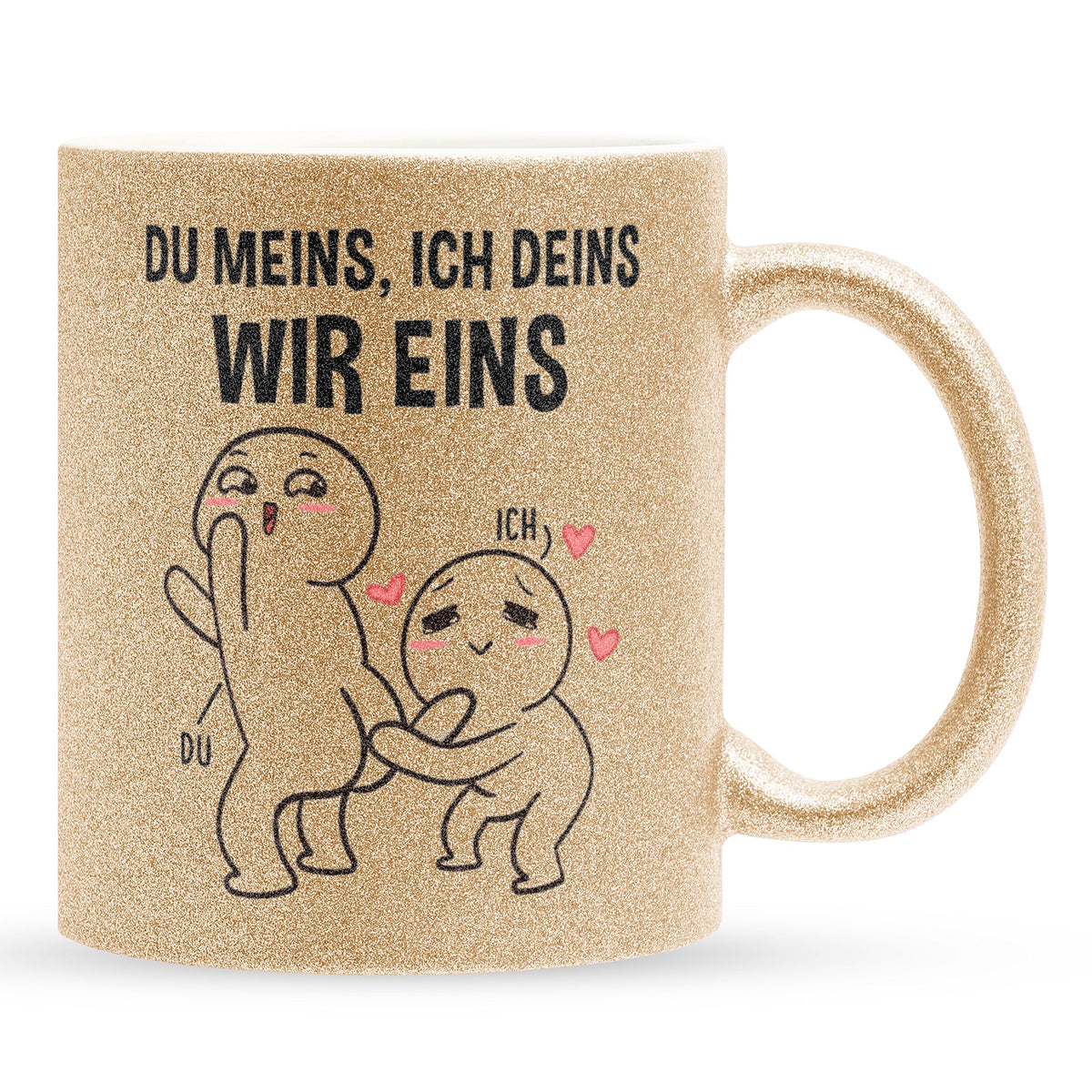22Feels® Pärchen Geschenk zum Jahrestag, Hochzeitstag, Valentinstag etc. - Glitzertasse mit Spruch (Gold, 320ml)-Glitzertasse Gold 325ml-22Feels