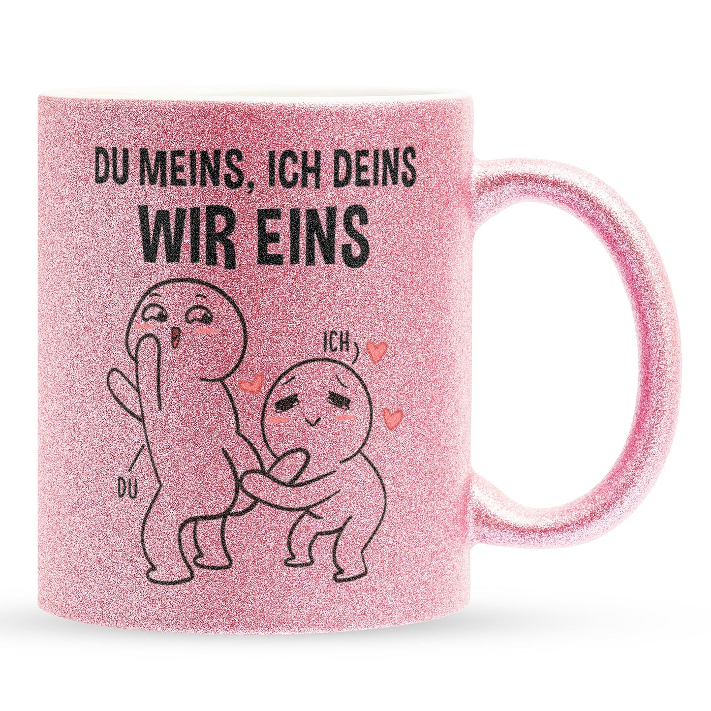 22Feels® Pärchen Geschenk zum Jahrestag, Hochzeitstag, Valentinstag etc. - Glitzertasse mit Spruch (Pink, 320ml)-Glitzertasse Pink 320ml-22Feels